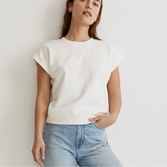 NWT Madewell (Re)sourced Cotton Short-Sleeve Relaxed Sweatshirt - Picture 1 of 4